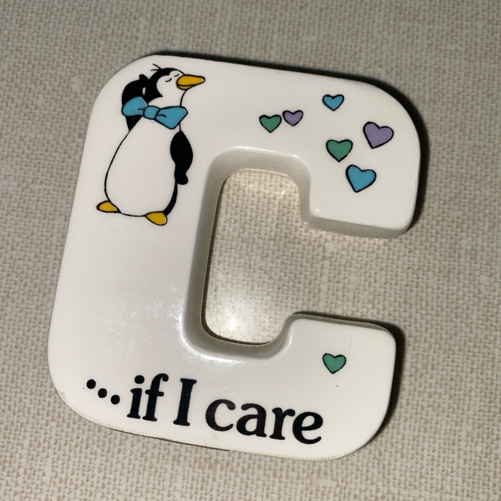 Applause 1985 Vintage Love Letters C If I Can Ceramic Decor Penquin Print